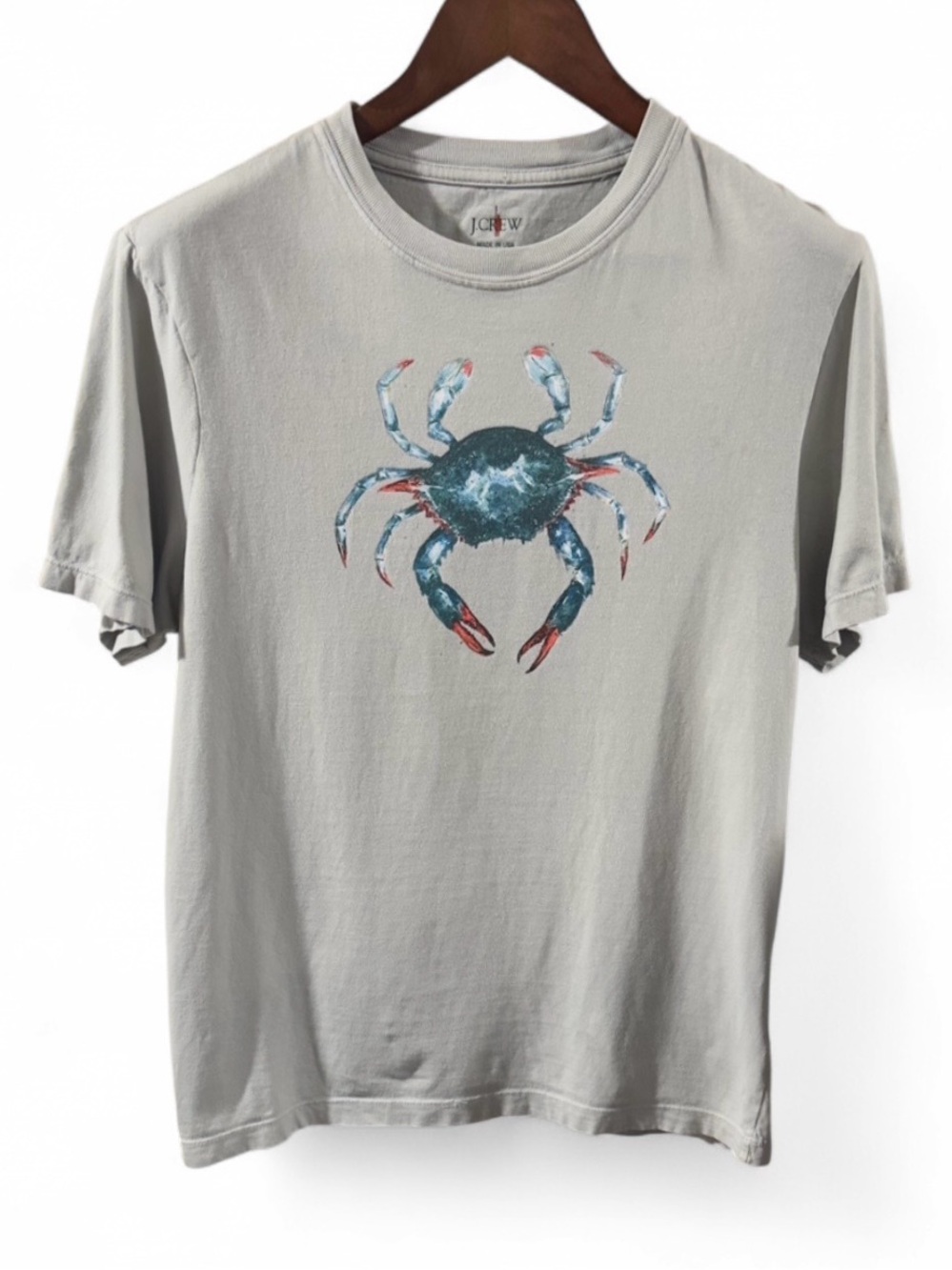 Vintage J. Crew Gray/Green Crab Graphic T-shirt Size Men’s Medium